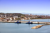Cagliari harbour and town, Sardinia, Europe
